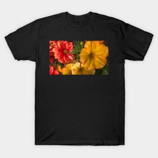 Fall Explosion of Riotus Petunia and Dahlia Color T-Shirt